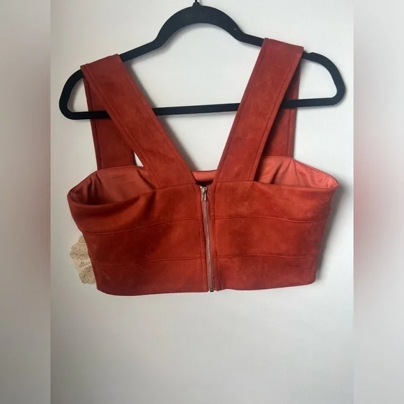 Altar’d State Suede Rustic Red Orange Cropped Top Large NWT - Picture 8 of 8